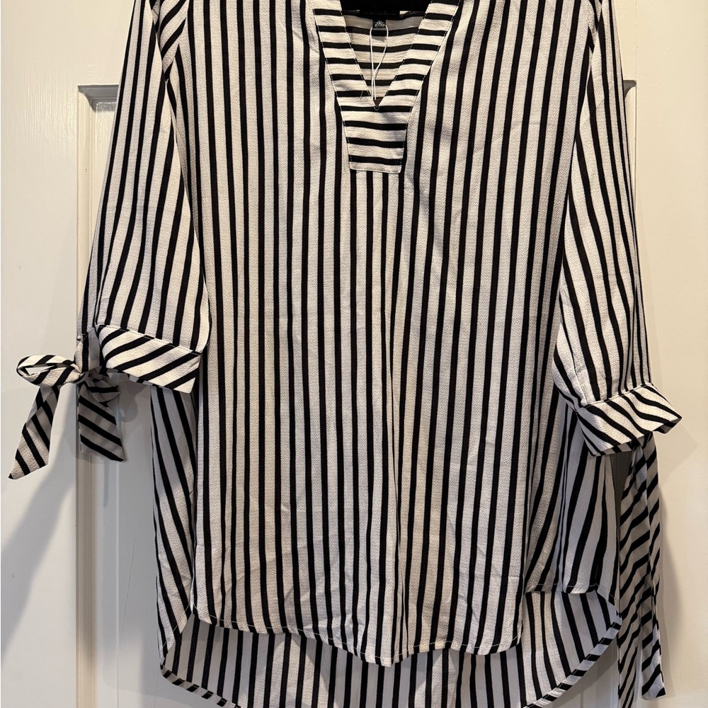 Black and White Striped Women's Top